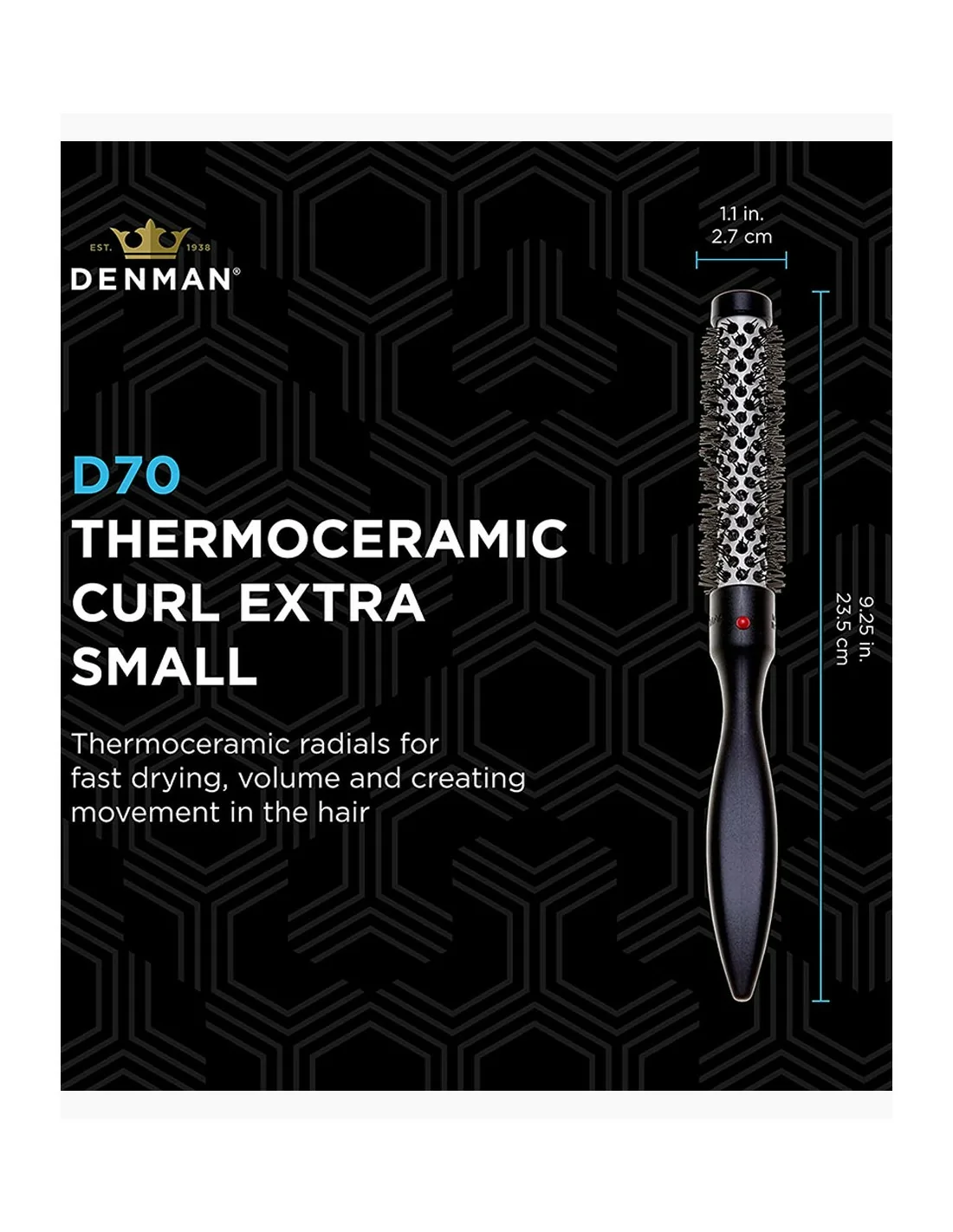 Extra Small Thermoceramic Hot Curl, D70 Radial Brush